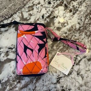 NWT Vera Bradley Pink and Orange Floral Wristlet (RETIRED Loves Me Pattern)